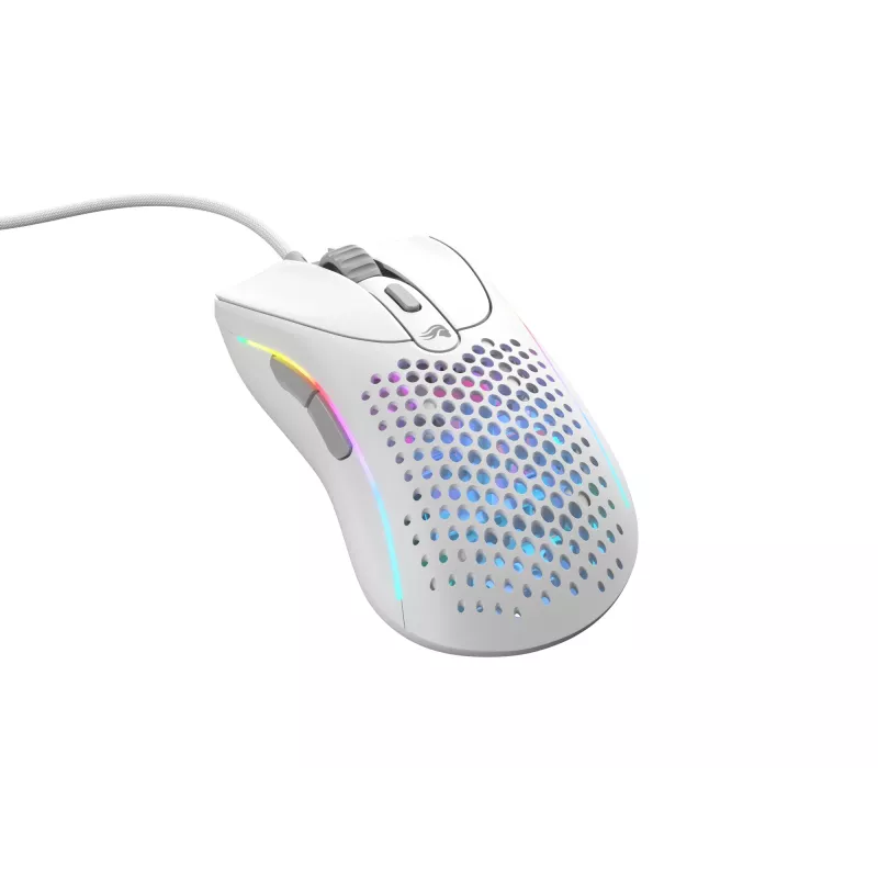 Glorious Gaming Glorious Model D 2 Wired - matinė balta, dešiniarankė, optinė, USB Type-A, 26000 DPI, balta