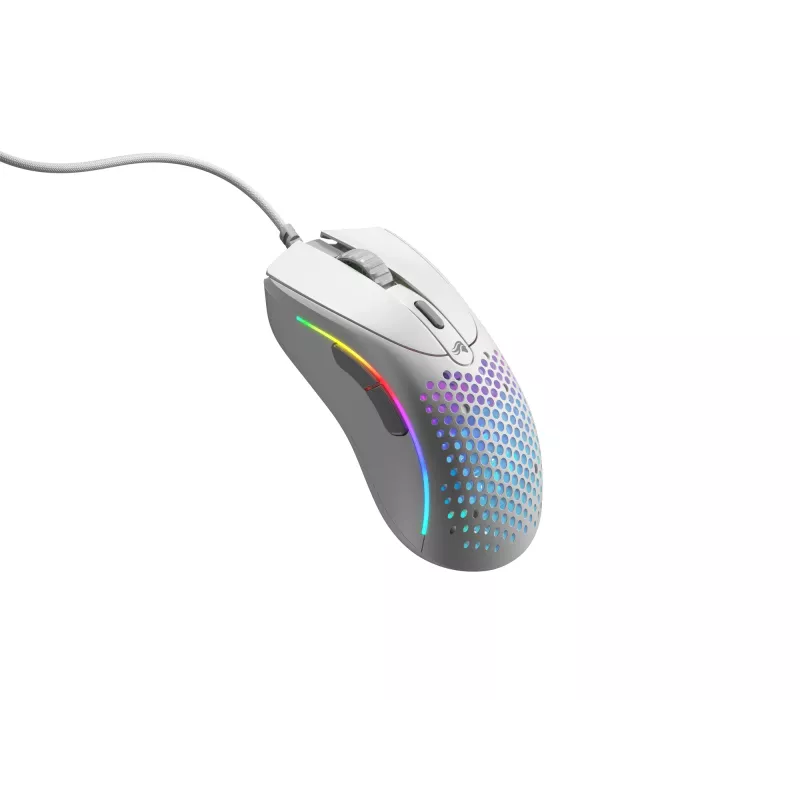 Glorious Gaming Glorious Model D 2 Wired - matinė balta, dešiniarankė, optinė, USB Type-A, 26000 DPI, balta
