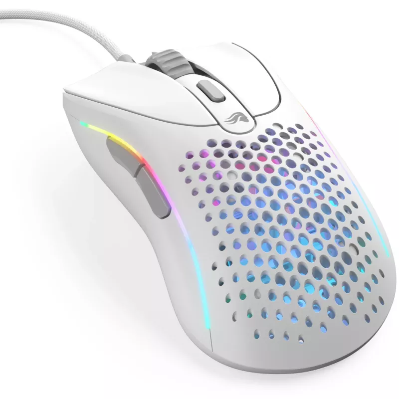 Glorious Gaming Glorious Model D 2 Wired - matinė balta, dešiniarankė, optinė, USB Type-A, 26000 DPI, balta