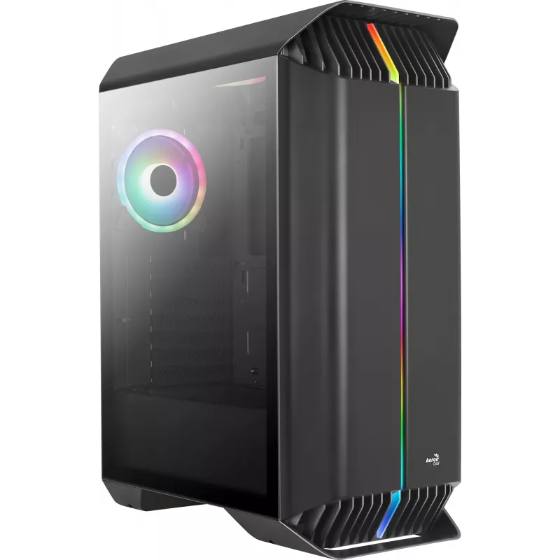 Aerocool GLADIATOR DUO ATX žaidimų korpusas su 3x ARGB 12cm ventiliatoriais, Midi Tower, PC, juodas, ATX, micro ATX, Mini-ITX, ABS, SPCC, žaidimams