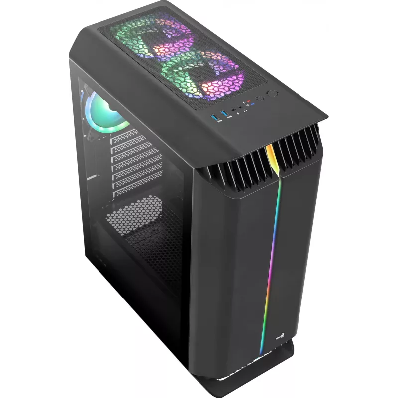 Aerocool GLADIATOR DUO ATX žaidimų korpusas su 3x ARGB 12cm ventiliatoriais, Midi Tower, PC, juodas, ATX, micro ATX, Mini-ITX, ABS, SPCC, žaidimams