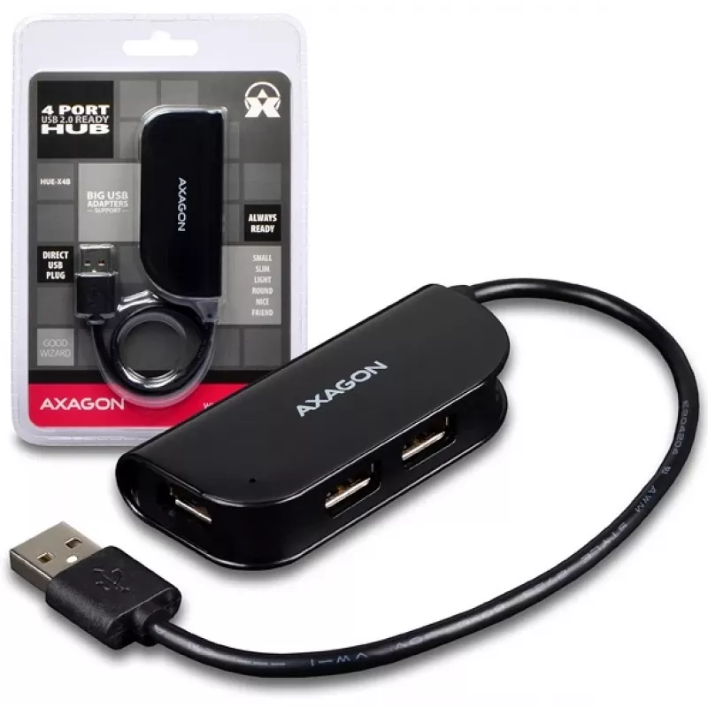 Axagon HUE-X4B sąsajos šakotuvas USB 2.0 480 Mbit/s juodas