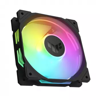 Ventiliatorius ASUS TUF Gaming TR120 ARGB Reverse Triple Pack — 3×120 mm, 2200 RPM, PWM, 2,75 mmH2O, 16 šviesos diodų, juodas