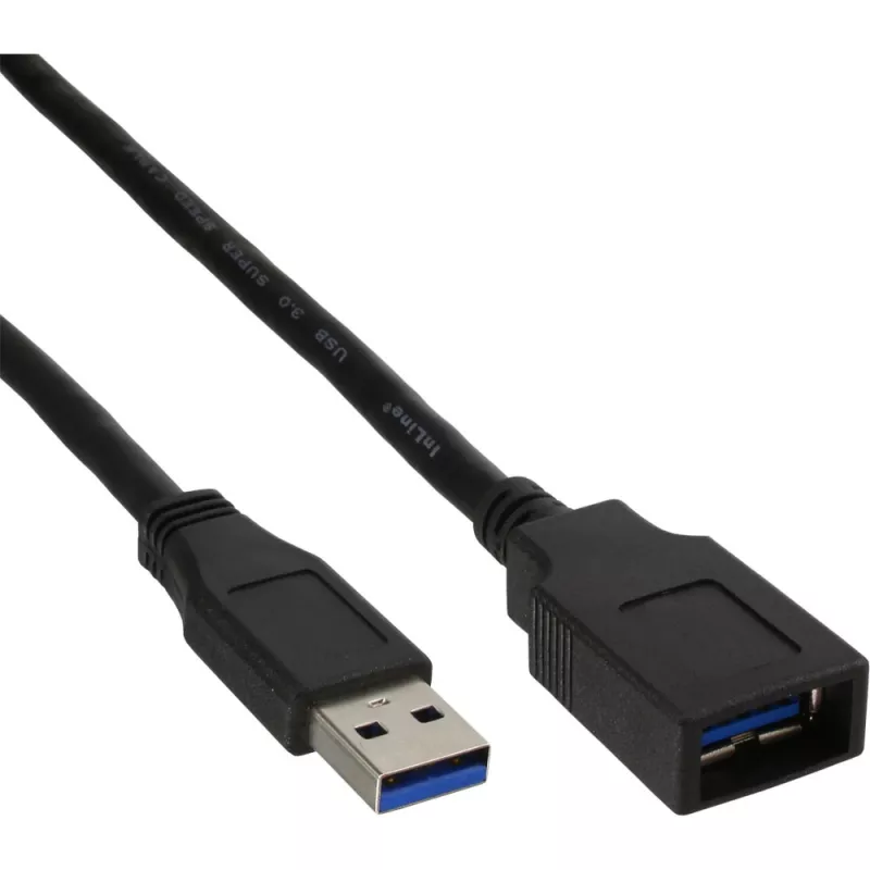 InLine USB 3.2 Gen.1 laidas Type A kištukas / Type A lizdas, juodas, 1m