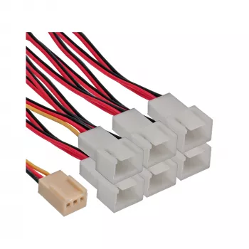 InLine ventiliatoriaus adapterio laidas Y tipo kabelis 3 kontaktų Molex lizdas / 6x 3 kontaktų Molex kištukas