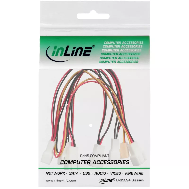InLine ventiliatoriaus adapterio laidas Y tipo kabelis 3 kontaktų Molex lizdas / 6x 3 kontaktų Molex kištukas