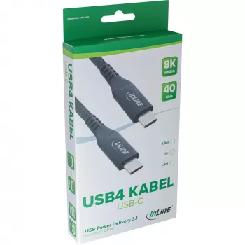 USB4 kabelis InLine 35901A 1m USB-C kiš./kiš. 8K60Hz juodas
