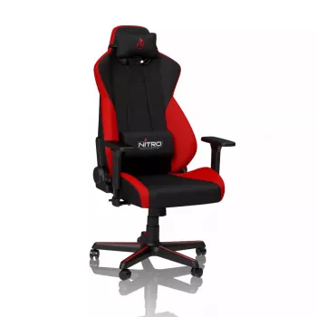 Žaidimų kėdė Nitro Concepts S300 su medžiaginiu sėdynės apmušalu, reguliuojamas aukštis 128–140 cm, atlošo plotis 56 cm, medžiaginė sėdynė (juoda/raudona)