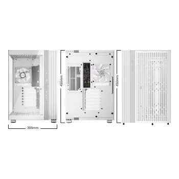 be quiet! Light Base 600 LX BGW68 Midi Tower kompiuterio korpusas, ATX, grūdinto stiklo šoninis langas, ARGB, USB-C, 360 mm radiatoriaus palaikymas, baltas