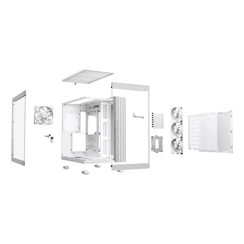 PC korpusas be quiet! LIGHT BASE 600 LX White Midi Tower — ATX, šoninis langas, ARGB priekis, USB-C, palaiko 360 mm radiatorių