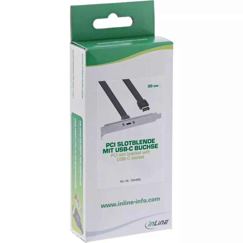 “InLine” PCI lizdo laikiklis, USB-C į USB 3.2 priekinio skydelio Key-A vidinis, 0,3 m
