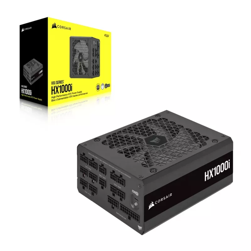 CORSAIR maitinimo šaltinis - 1000 vatų - Hx1000i - Visiškai modulinis itin žemo triukšmo platininis ATX kompiuteriui (ES)