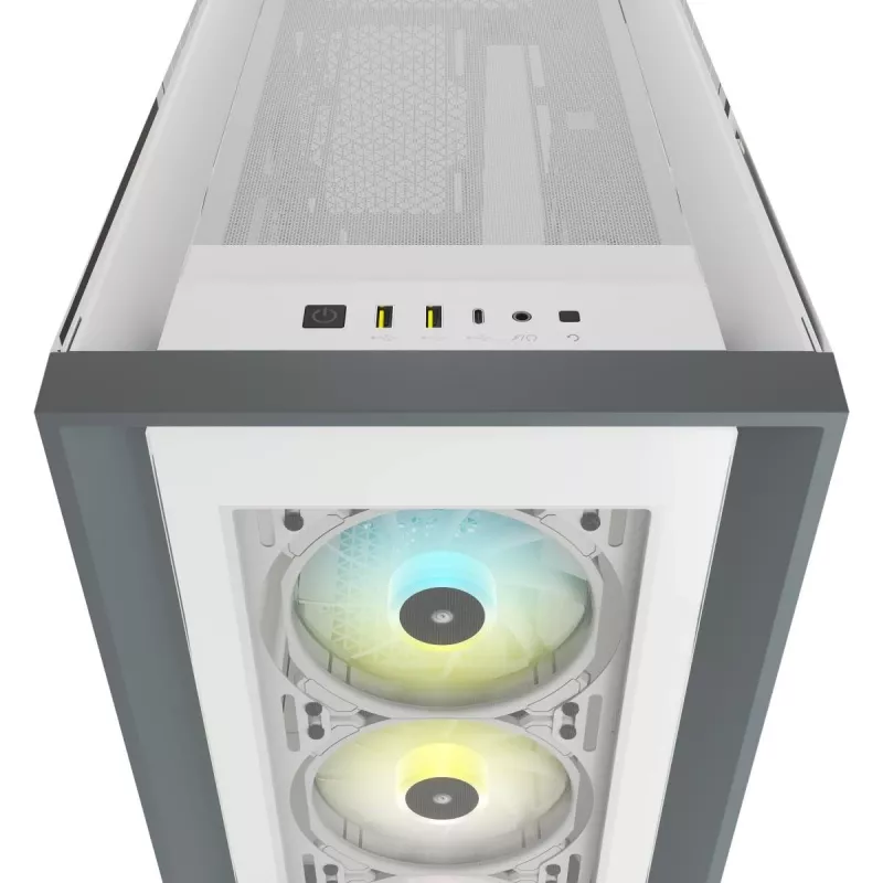 CORSAIR Icue 5000x RGB - Vidutinis ATX kompiuterio korpusas su grūdintu stiklu - Baltas