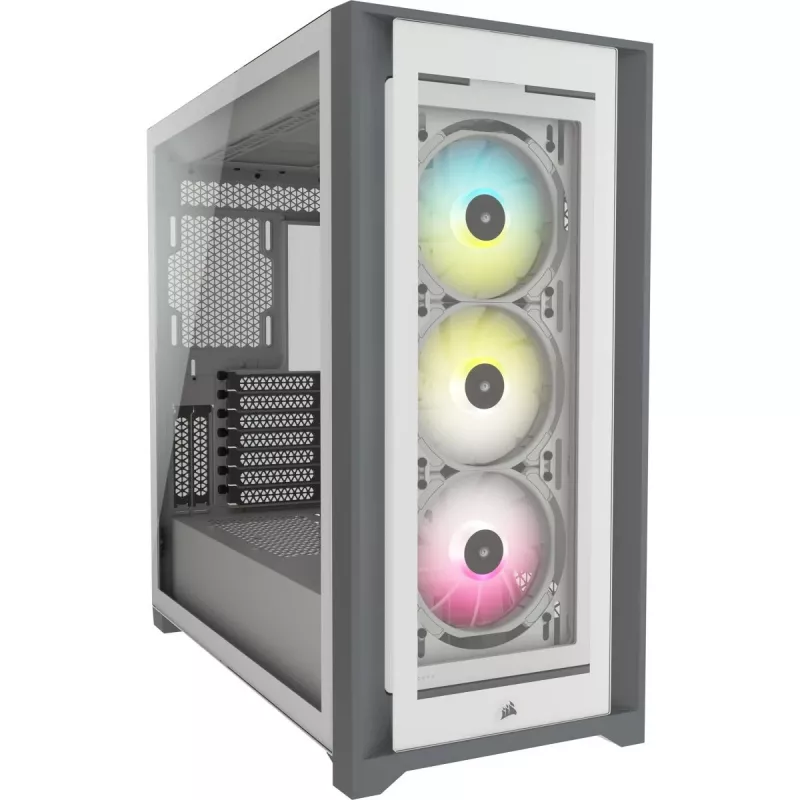 CORSAIR Icue 5000x RGB - Vidutinis ATX kompiuterio korpusas su grūdintu stiklu - Baltas