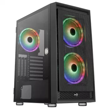 Aerocool GRAPHITEV3 kompiuterio korpusas su 3 ARGB 14 cm ventiliatoriais