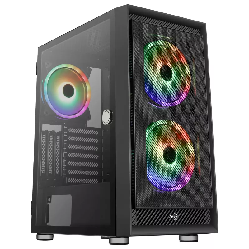 Aerocool GRAPHITEV3 kompiuterio korpusas su 3 ARGB 14 cm ventiliatoriais