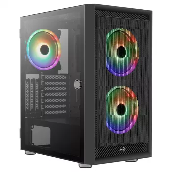 Aerocool GRAPHITEV3 kompiuterio korpusas su 3 ARGB 14 cm ventiliatoriais
