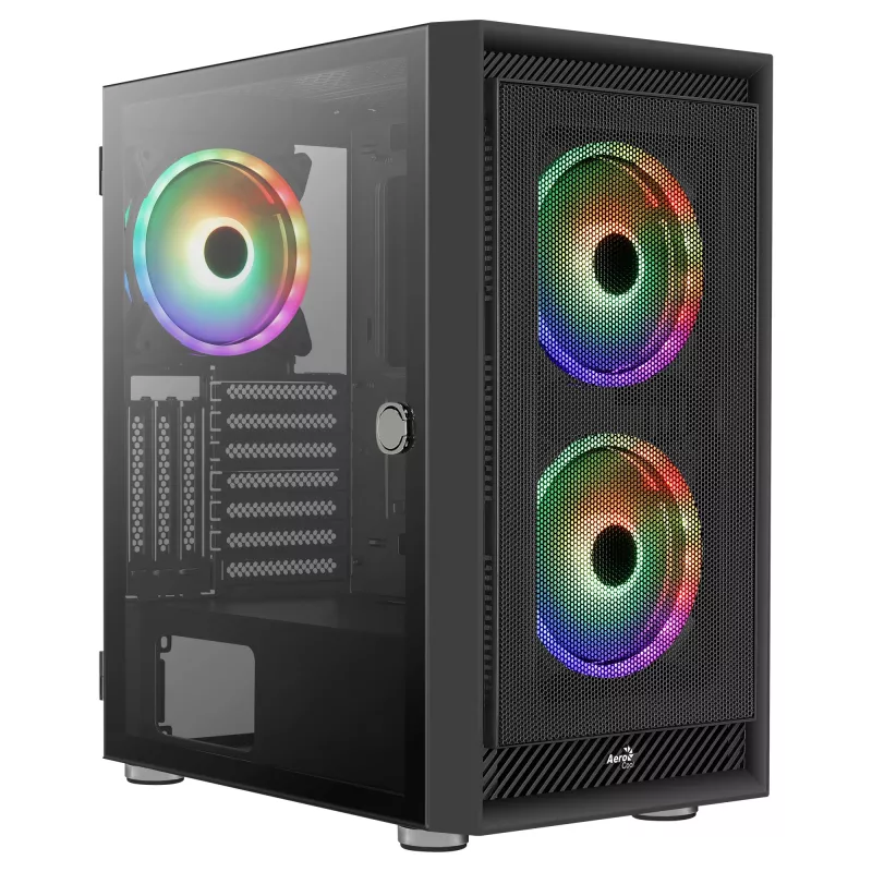 Aerocool GRAPHITEV3 kompiuterio korpusas su 3 ARGB 14 cm ventiliatoriais
