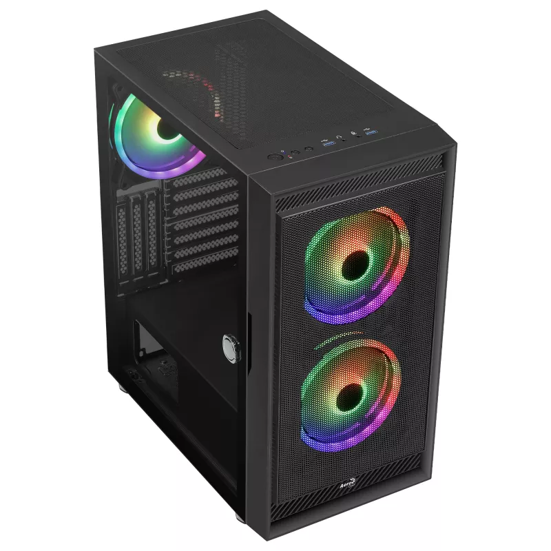 Aerocool GRAPHITEV3 kompiuterio korpusas su 3 ARGB 14 cm ventiliatoriais