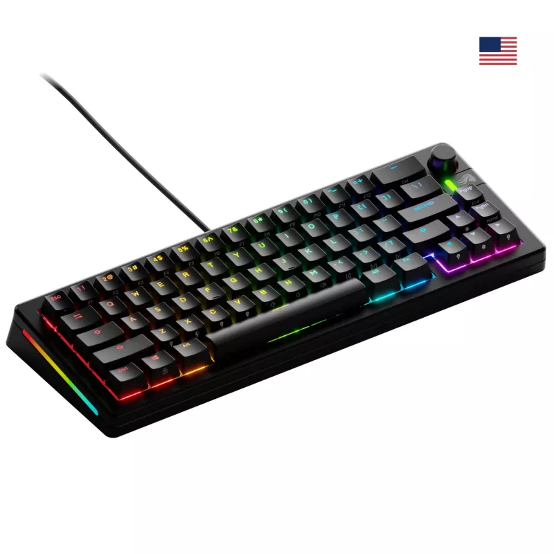 Mechaninė žaidimų klaviatūra GLORIOUS GMMK 3 65% laidinė USB, QWERTY US, RGB, juoda