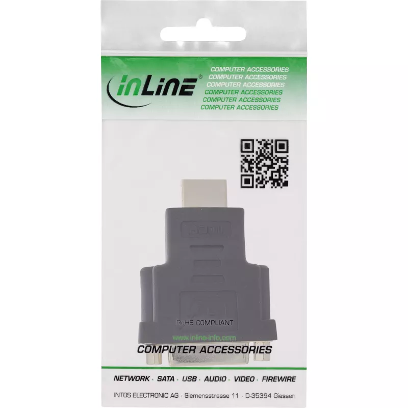 InLine HDMI į DVI adapteris, kištukas / 24+1 lizdas, auksuotas, 4K2K