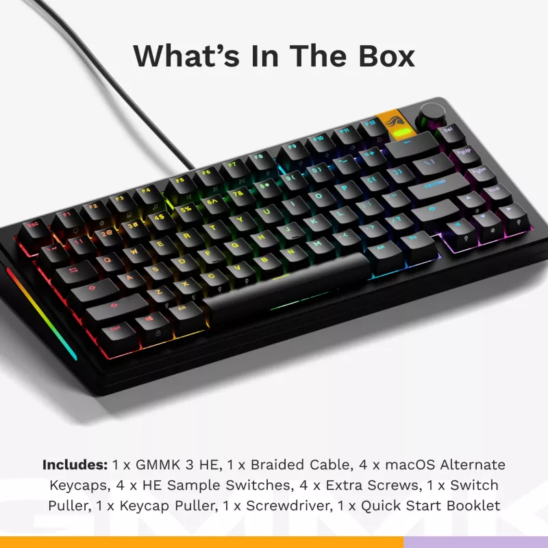 Glorious PC Gaming Race GMMK 3 HE iš anksto surinkta klaviatūra 75% mechaninė RGB juoda