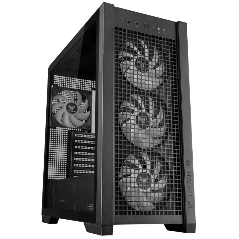 PC Case ASUS TUF Gaming GT302 ARGB Midi Tower Juoda — Tempered Glass, 3x140mm Front + 1x140mm Rear, USB-C