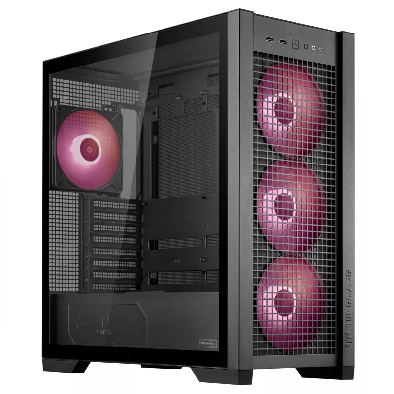 PC Case ASUS TUF Gaming GT302 ARGB Midi Tower Juoda — Tempered Glass, 3x140mm Front + 1x140mm Rear, USB-C