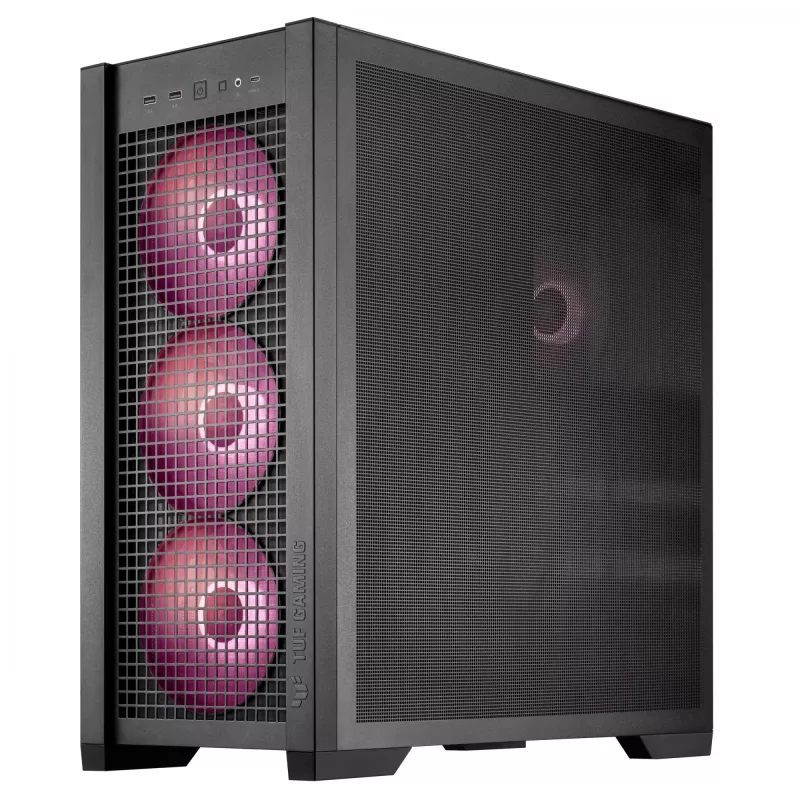 PC Case ASUS TUF Gaming GT302 ARGB Midi Tower Juoda — Tempered Glass, 3x140mm Front + 1x140mm Rear, USB-C