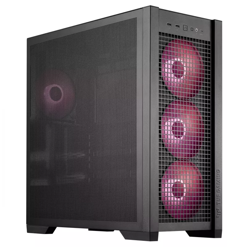 PC Case ASUS TUF Gaming GT302 ARGB Midi Tower Juoda — Tempered Glass, 3x140mm Front + 1x140mm Rear, USB-C