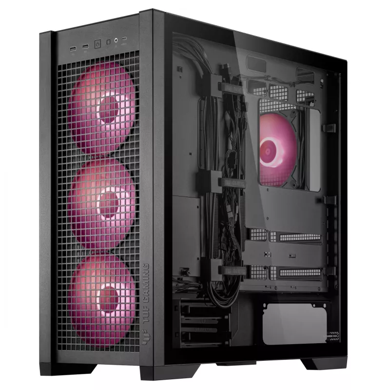 PC Case ASUS TUF Gaming GT302 ARGB Midi Tower Juoda — Tempered Glass, 3x140mm Front + 1x140mm Rear, USB-C