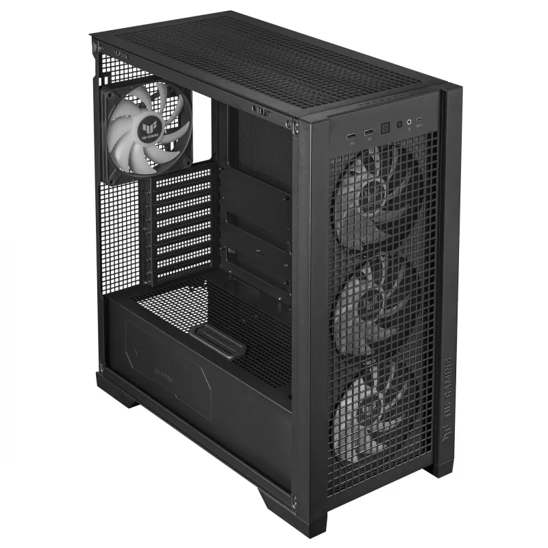 PC Case ASUS TUF Gaming GT302 ARGB Midi Tower Juoda — Tempered Glass, 3x140mm Front + 1x140mm Rear, USB-C