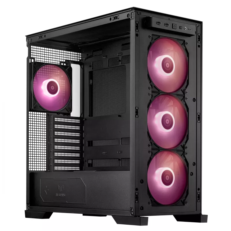 PC Case ASUS TUF Gaming GT302 ARGB Midi Tower Juoda — Tempered Glass, 3x140mm Front + 1x140mm Rear, USB-C