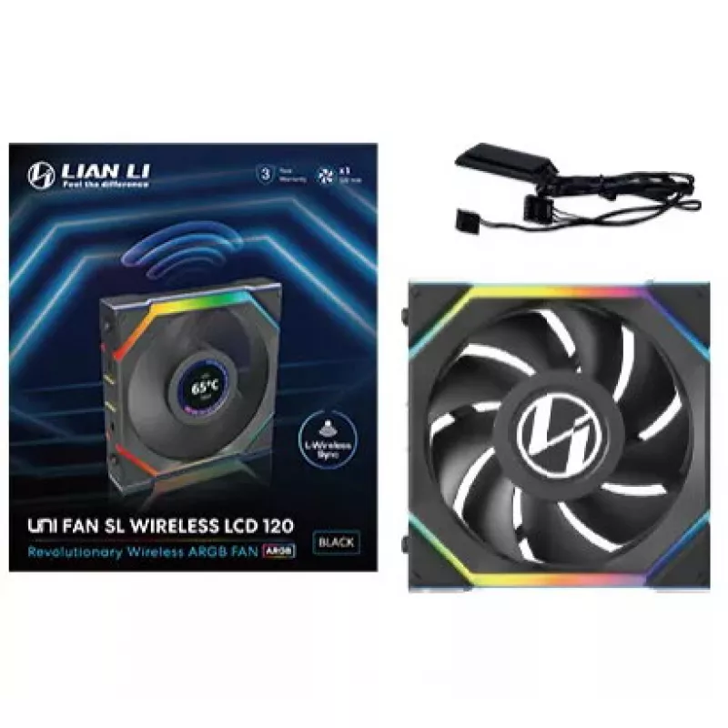 Ventiliatorius Lian Li UNI FAN SL Wireless LCD 120 12 cm Juodas 29,5 dB 50,08 cfm