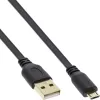 InLine Micro USB 2.0 plokščias laidas USB A / Micro-B, juodas / auksinis, 3 m