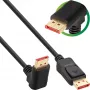 InLine DisplayPort 1.4 laidas, 8K4K, į viršų kampuotas, juodas/auksinis, 3 m