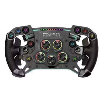 Moza Racing GS V2P vairaratis, Vairaratis, Laidinis ir belaidis, Juoda, Anglies pluoštu sustiprintas polimeras (CFRP), Anglies pluoštas, Oda, Mikropluoštas, Greito atlaisvinimo, Baterija