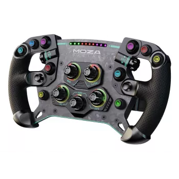 Moza Racing GS V2P vairaratis, Vairaratis, Laidinis ir belaidis, Juoda, Anglies pluoštu sustiprintas polimeras (CFRP), Anglies pluoštas, Oda, Mikropluoštas, Greito atlaisvinimo, Baterija