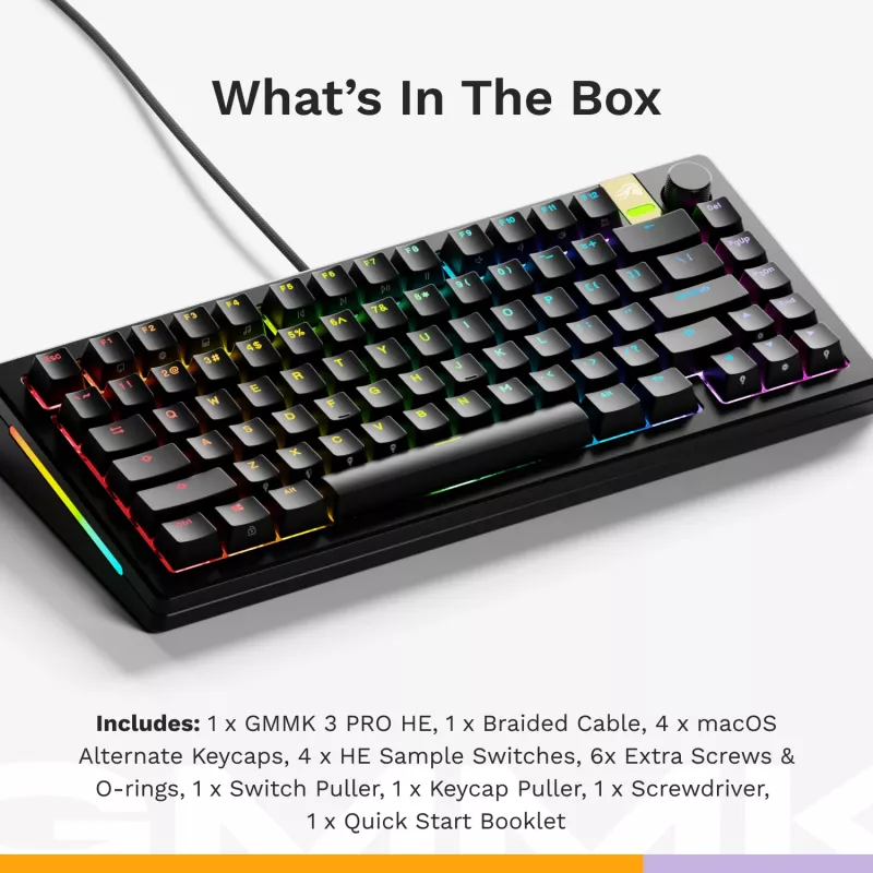 Mechaninė žaidimų klaviatūra GLORIOUS GMMK 3 PRO HE 75% laidinė USB, QWERTY, RGB, juoda