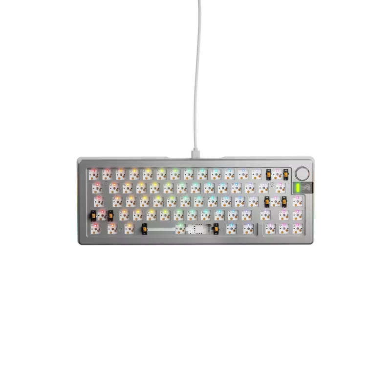 Mechaninė klaviatūra GLORIOUS GMMK 3 PRO 65% Barebones laidinė sidabrinė — 65% USB RGB, 2 m laidas