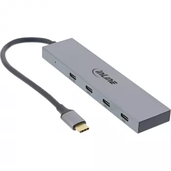 InLine USB 3.2 Gen.2 šakotuvas (10 Gb/s), 4 prievadų USB-C, OTG, aliuminis korpusas