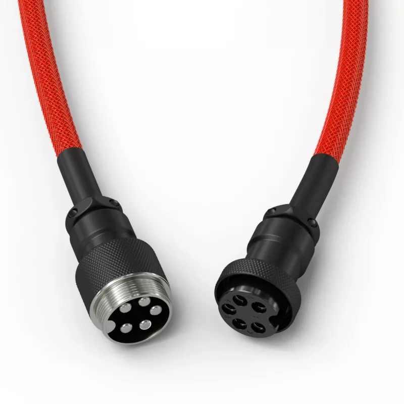 Susuktas USB laidas GLORIOUS, skirtas GMMK Crimson Red — nuimamas klaviatūros laidas, susukta konstrukcija