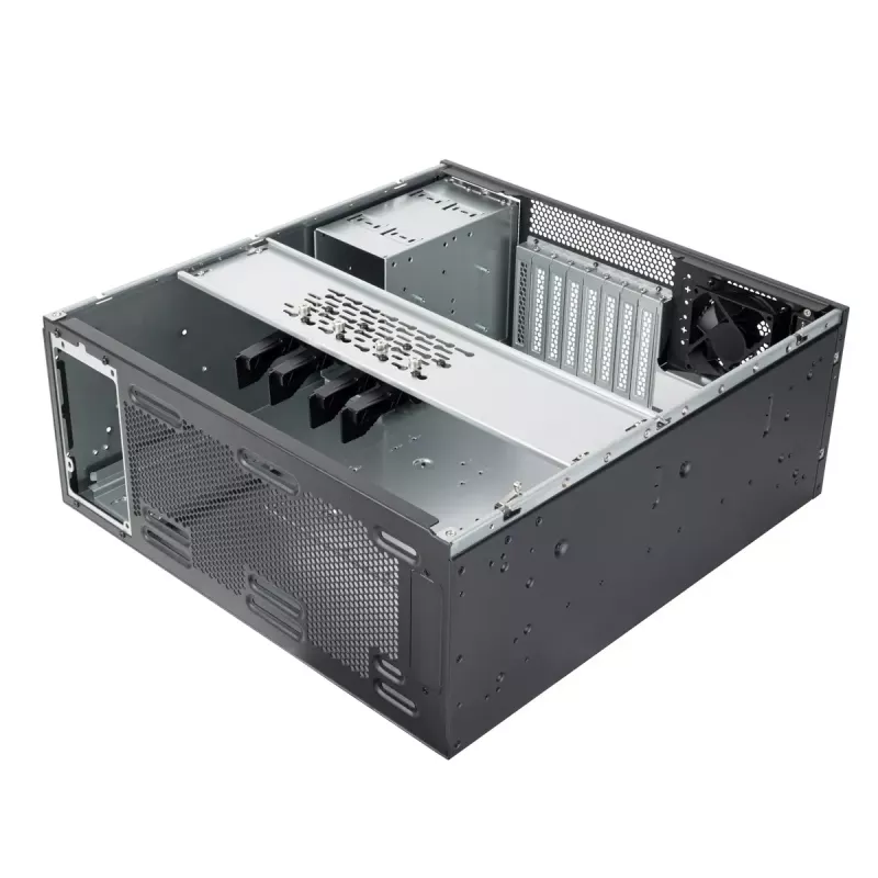 Serverio korpusas Sidabrinėstone RM46-502-I juodas ATX 1x80mm ventiliatorius