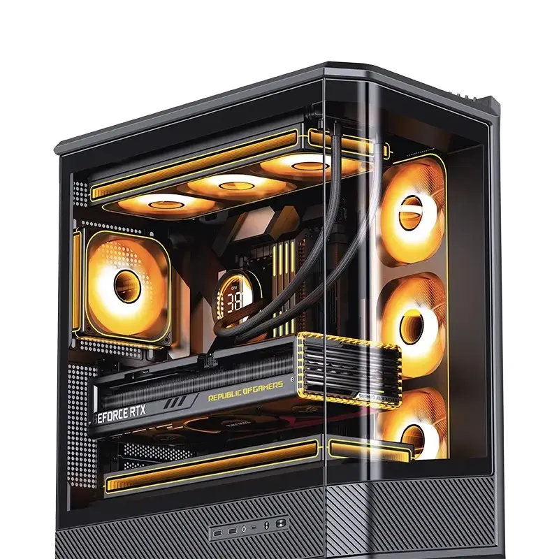 Kompiuterio korpusas Jonsbo D400 Midi Tower ATX grūdintas stiklas - juodas