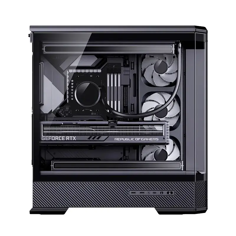 Kompiuterio korpusas Jonsbo D400 Midi Tower ATX grūdintas stiklas - juodas