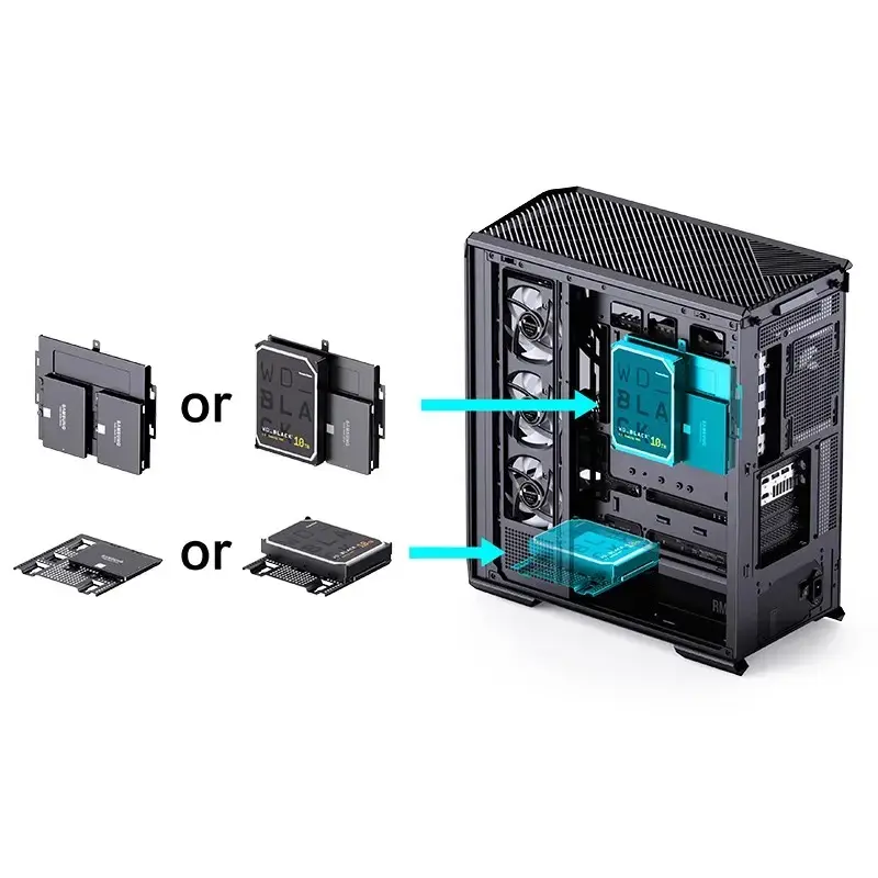 Kompiuterio korpusas Jonsbo D400 Midi Tower ATX grūdintas stiklas - juodas