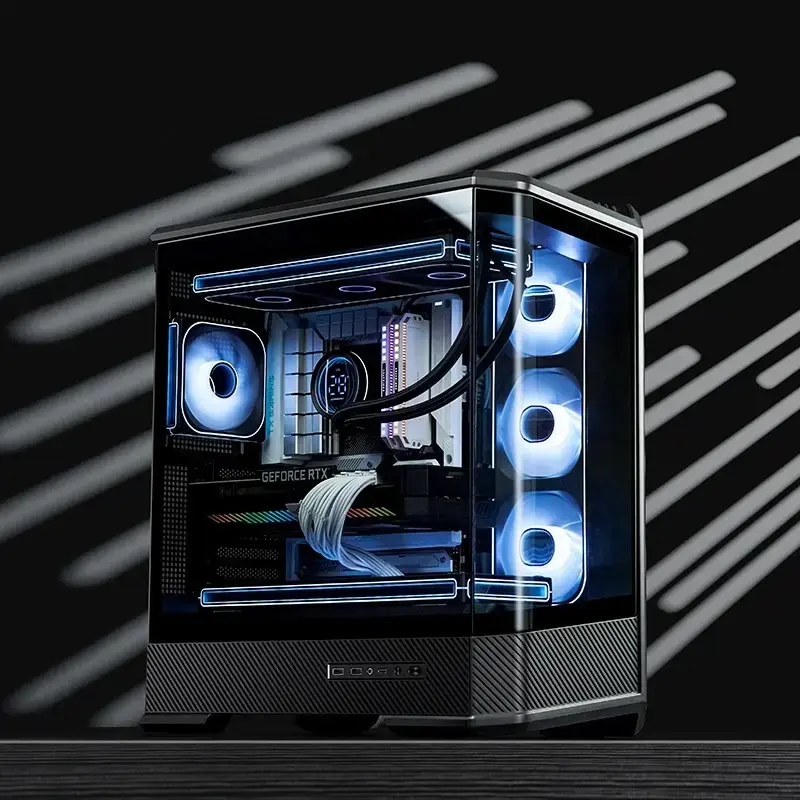 Kompiuterio korpusas Jonsbo D400 Midi Tower ATX grūdintas stiklas - juodas