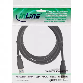 InLine USB 3.2 Gen.1 laidas, A tipo kištukas / A tipo kištukas, juodas, 0,3 m