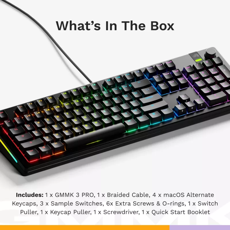 Mechaninė žaidimų klaviatūra GLORIOUS GMMK 3 PRO 100% iš anksto surinkta laidinė USB juoda US QWERTY RGB