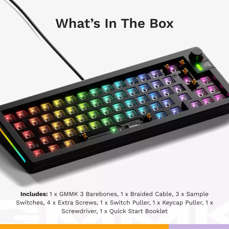 Glorious Gaming GMMK 3 65% Barebones Wired Juoda - ISO